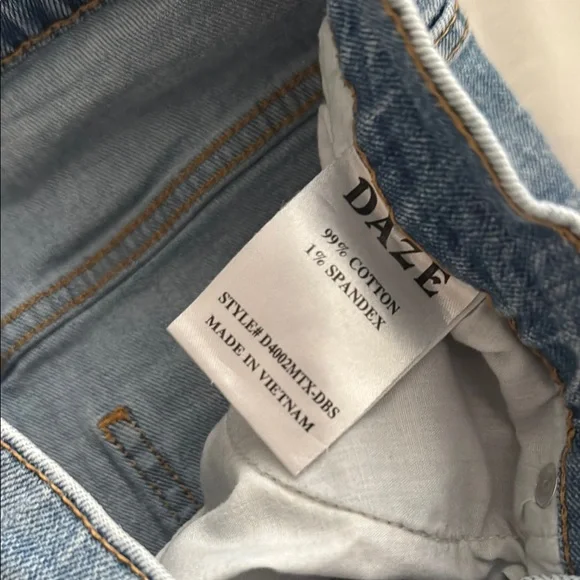 Daze Women's Blue Distressed Denim Shorts - Picture 3 of 6